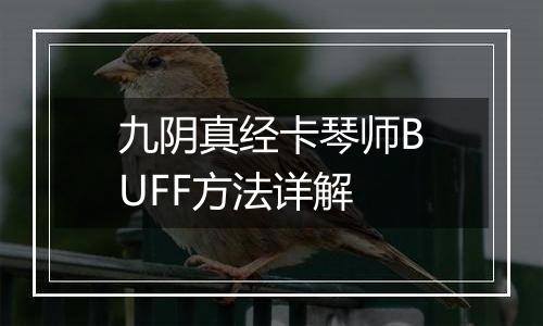 九阴真经卡琴师BUFF方法详解