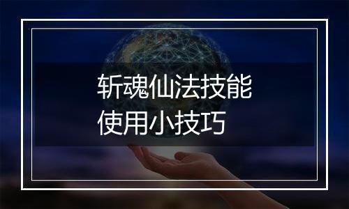斩魂仙法技能使用小技巧