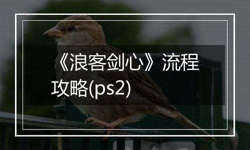 《浪客剑心》流程攻略(ps2)