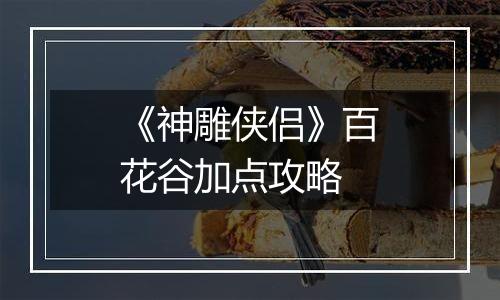 《神雕侠侣》百花谷加点攻略