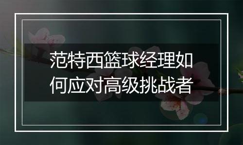 范特西篮球经理如何应对高级挑战者