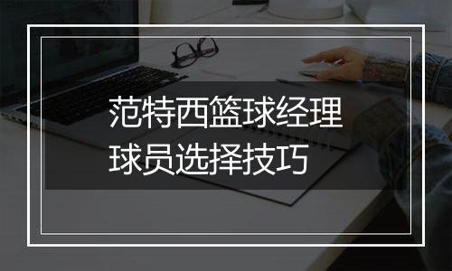 范特西篮球经理球员选择技巧