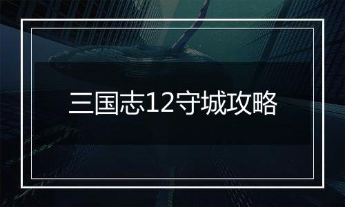 三国志12守城攻略