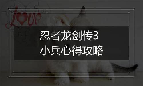 忍者龙剑传3小兵心得攻略