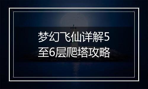 梦幻飞仙详解5至6层爬塔攻略