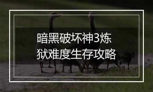 暗黑破坏神3炼狱难度生存攻略