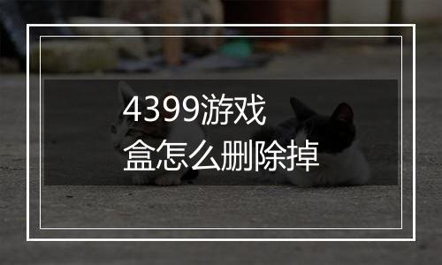 4399游戏盒怎么删除掉