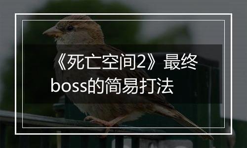 《死亡空间2》最终boss的简易打法