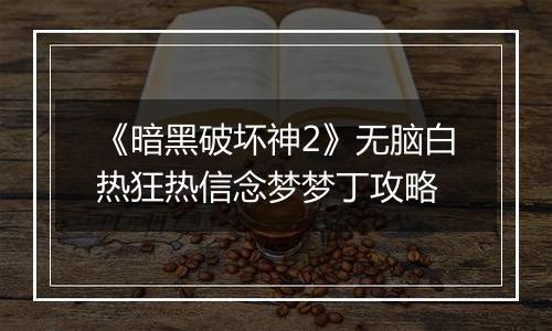 《暗黑破坏神2》无脑白热狂热信念梦梦丁攻略