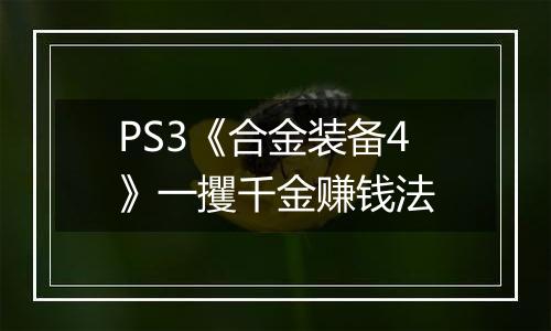 PS3《合金装备4》一攫千金赚钱法