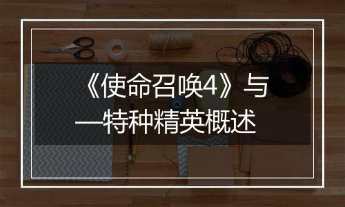 《使命召唤4》与—特种精英概述