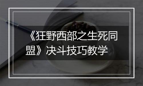 《狂野西部之生死同盟》决斗技巧教学