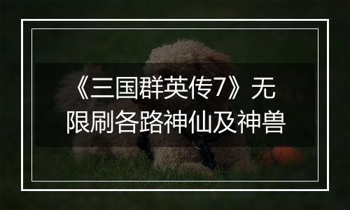 《三国群英传7》无限刷各路神仙及神兽