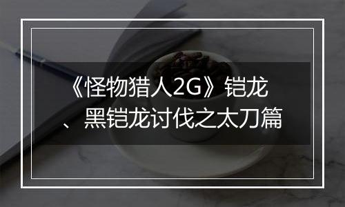《怪物猎人2G》铠龙、黑铠龙讨伐之太刀篇
