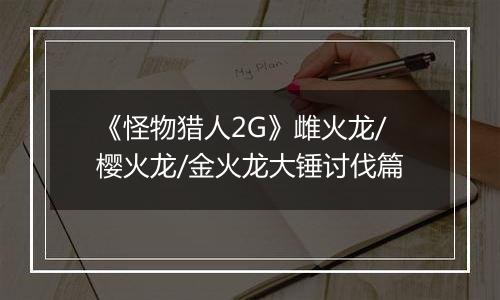 《怪物猎人2G》雌火龙/樱火龙/金火龙大锤讨伐篇