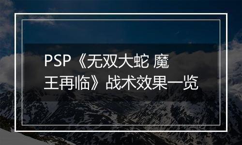 PSP《无双大蛇 魔王再临》战术效果一览