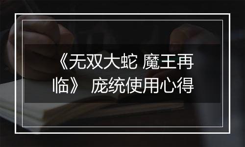 《无双大蛇 魔王再临》 庞统使用心得
