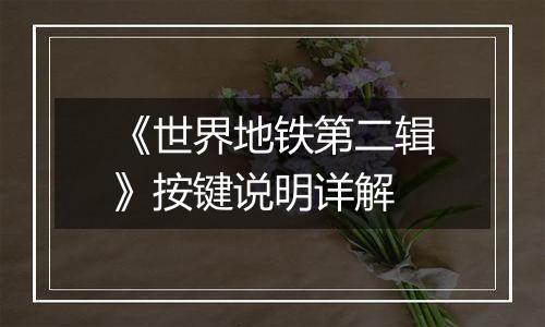 《世界地铁第二辑》按键说明详解