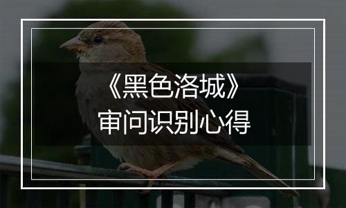 《黑色洛城》审问识别心得