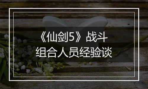 《仙剑5》战斗组合人员经验谈
