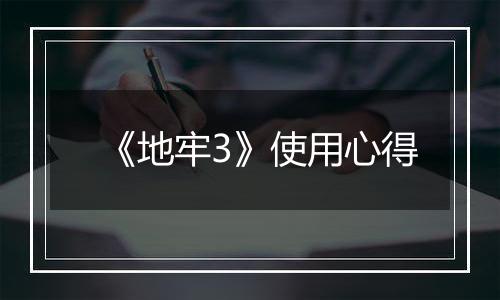 《地牢3》使用心得