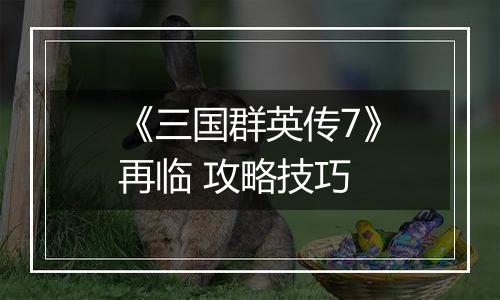 《三国群英传7》再临 攻略技巧