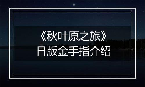 《秋叶原之旅》日版金手指介绍