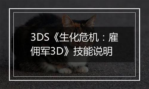 3DS《生化危机：雇佣军3D》技能说明