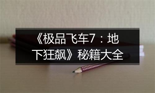 《极品飞车7：地下狂飙》秘籍大全