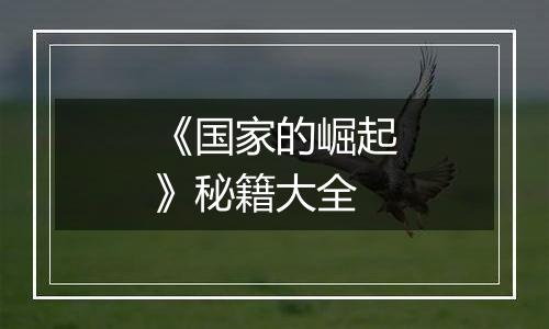 《国家的崛起》秘籍大全