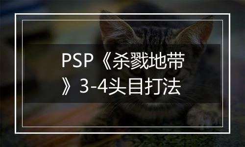 PSP《杀戮地带》3-4头目打法