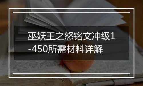 巫妖王之怒铭文冲级1-450所需材料详解