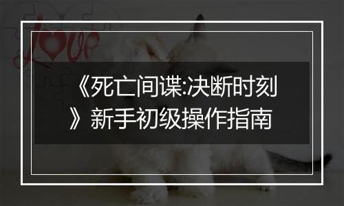 《死亡间谍:决断时刻》新手初级操作指南