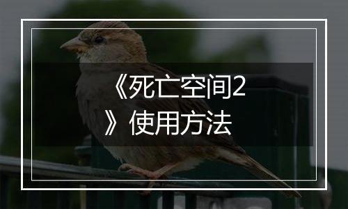 《死亡空间2》使用方法