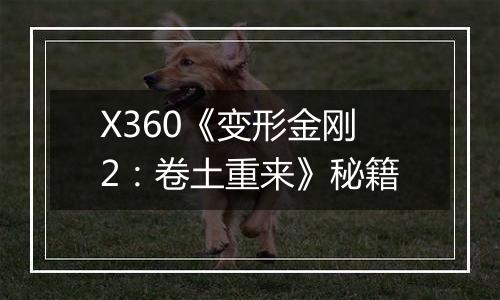 X360《变形金刚2：卷土重来》秘籍