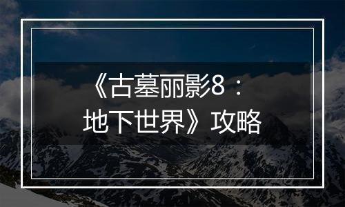 《古墓丽影8：地下世界》攻略