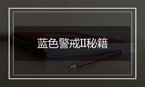 蓝色警戒II秘籍