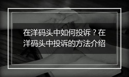在洋码头中如何投诉？在洋码头中投诉的方法介绍