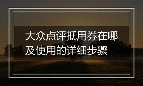 大众点评抵用券在哪及使用的详细步骤