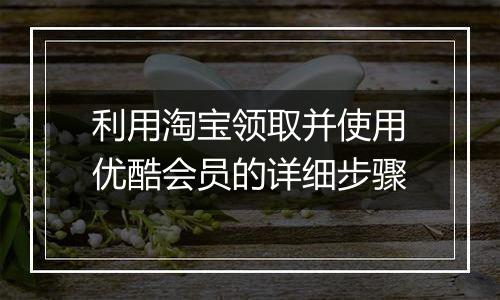 利用淘宝领取并使用优酷会员的详细步骤