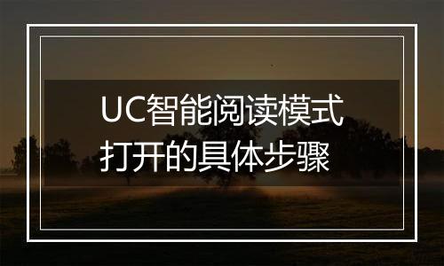 UC智能阅读模式打开的具体步骤