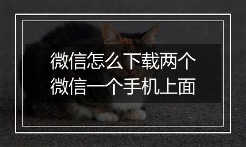 微信怎么下载两个微信一个手机上面