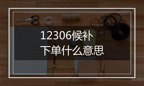 12306候补下单什么意思