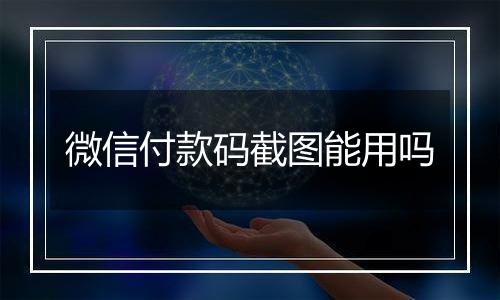 微信付款码截图能用吗
