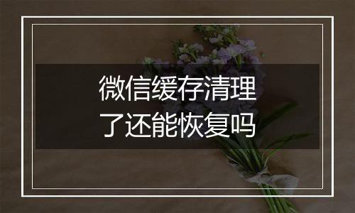 微信缓存清理了还能恢复吗