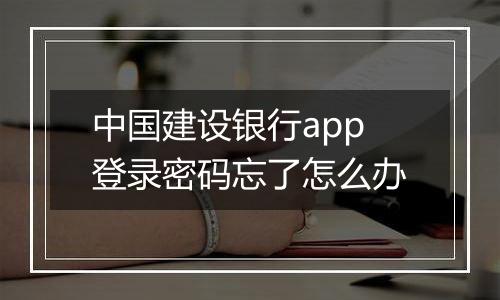 中国建设银行app登录密码忘了怎么办