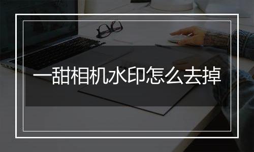 一甜相机水印怎么去掉