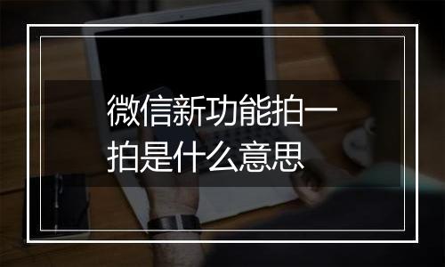 微信新功能拍一拍是什么意思