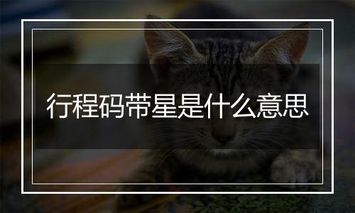 行程码带星是什么意思