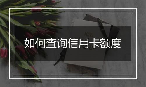 如何查询信用卡额度